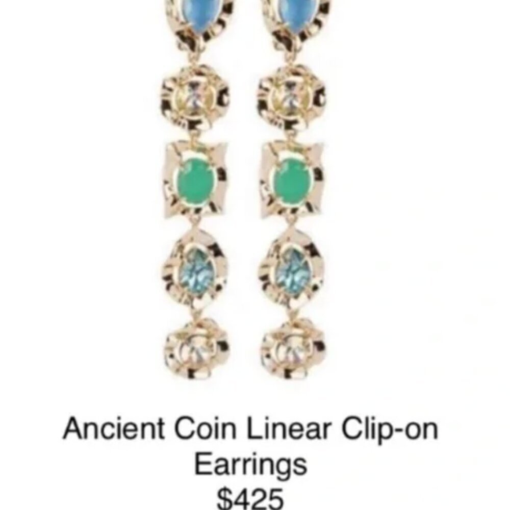 ALEXIS BITTAR • Gold Modern Antiquities Linear Crystal Clip-on Earrings